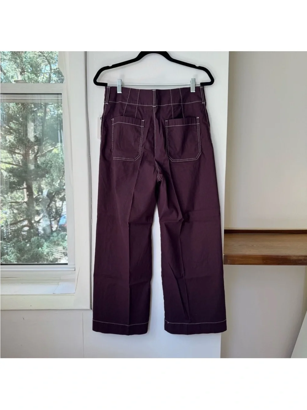 NWT Anthropologie The Colette Linen Wide-Leg Pants Contrast Brown Purple 31P - Picture 6 of 12